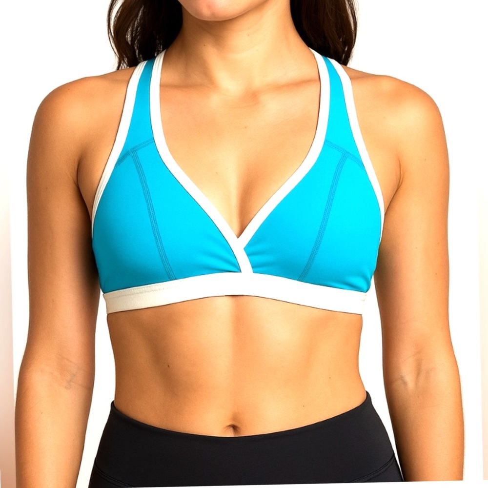 Speedo Blue White Racerback Bikini Top | Sport Swim Bra | Active Swimwear XS
